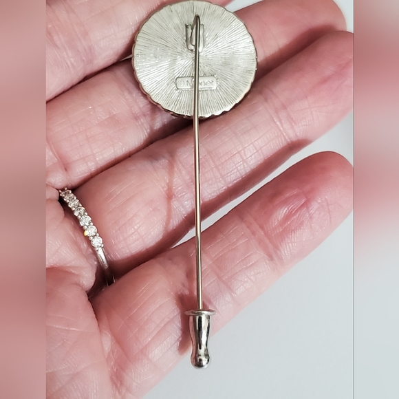 Vintage monet coin Roman Greek hat pin stick pin brooch silver euc vtg estate - Picture 3 of 6